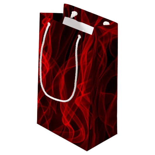 モダントレンディーネオン赤曲線抽象芸術パターン スモールペーパーバッグ (裏面アングル)