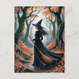 モダントレンディーハロウィンの魔女の森 ポストカード