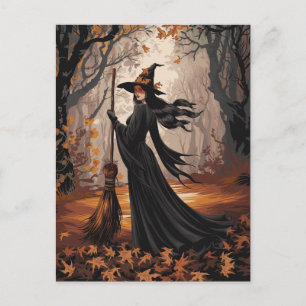 モダントレンディーハロウィンの魔女の森 ポストカード