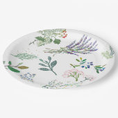 モダントレンディーハーブと葉の緑と白 ペーパープレート (アングル)