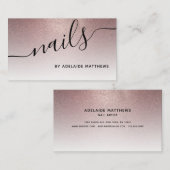 モダントレンディーバラ金ゴールドグリッター爪、 ネイルサロン 名刺 (正面/裏面)