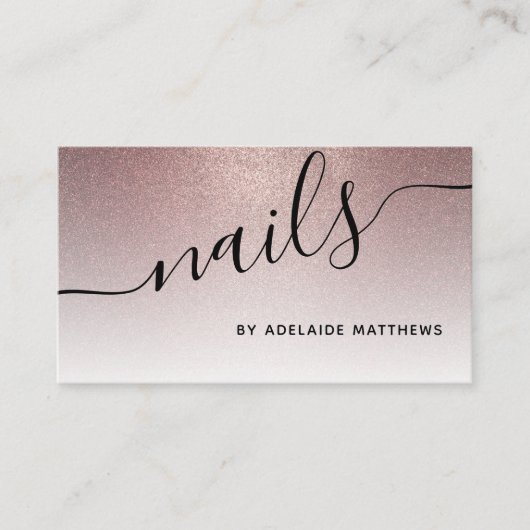 モダントレンディーバラ金ゴールドグリッター爪、 ネイルサロン 名刺 (正面)