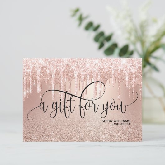 モダントレンディーバラ金ゴールドドリップ証明書ギフトカード (スタンド正面)