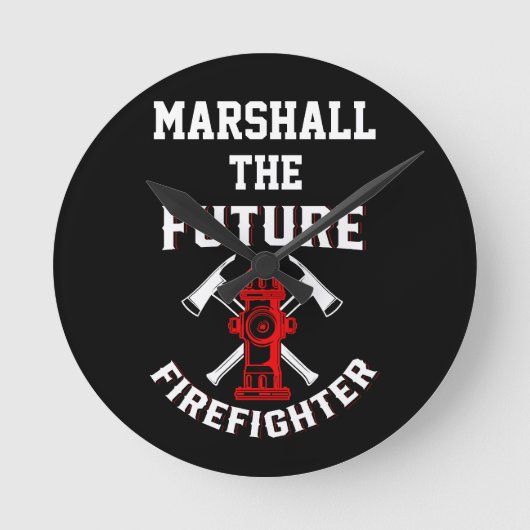 モダントレンディーパーソナライズされたの未来の消防士 ラウンド壁時計 (正面)