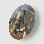 モダントレンディーパーソナライズされたフォト馬好き ラウンド壁時計 (傾斜)
