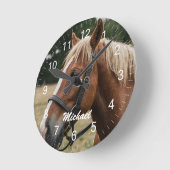 モダントレンディーパーソナライズされたフォト馬好き ラウンド壁時計 (傾斜)