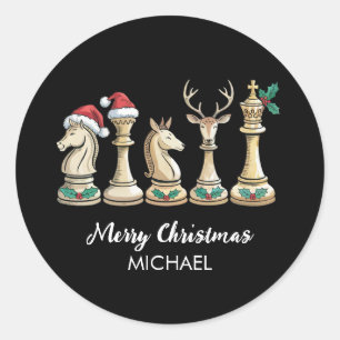モダントレンディーパーソナライズドチェスパズクリスマス ラウンドシール