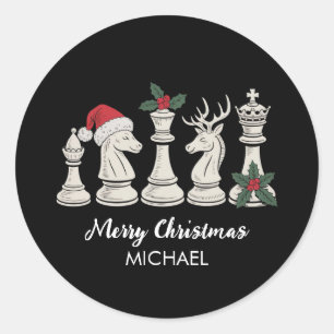 モダントレンディーパーソナライズドチェスパーツクリスマス ラウンドシール