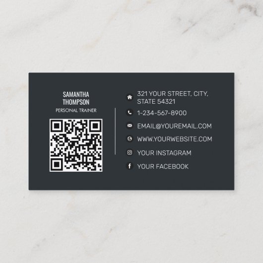 モダントレンディーパーソナルトレーナーフィットネス写真 名刺 (裏面)