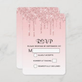 モダントレンディーピフェイクックグリッター結婚ズ 出欠カード (正面/裏面)