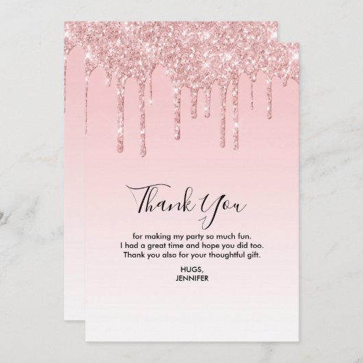 モダントレンディーピフェイクンク液グリッター サンキューカード (正面/裏面)