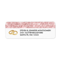 モダントレンディーピンクグリッター&金ゴールド結婚ズリングや輪