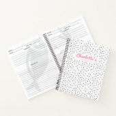 モダントレンディーピンク水玉模様名空白のレシピ ノートブック (内部)