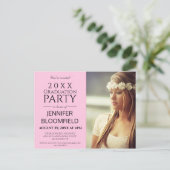 モダントレンディーピンク2025卒業招待状 ポストカード (スタンド正面)