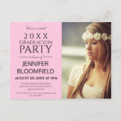 モダントレンディーピンク2025卒業招待状 ポストカード (正面)