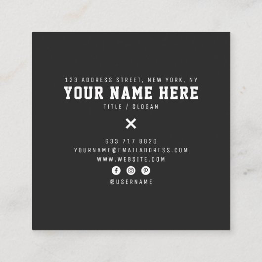 モダントレンディーファッションブラック迷彩柄パターン設計者 スクエア名刺 (裏面)