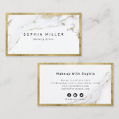 モダントレンディーフェイク金ゴールド大理石メイクアップアーティスト 名刺 (正面/裏面)