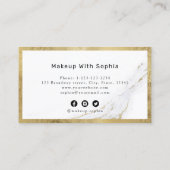 モダントレンディーフェイク金ゴールド大理石メイクアップアーティスト 名刺 (裏面)