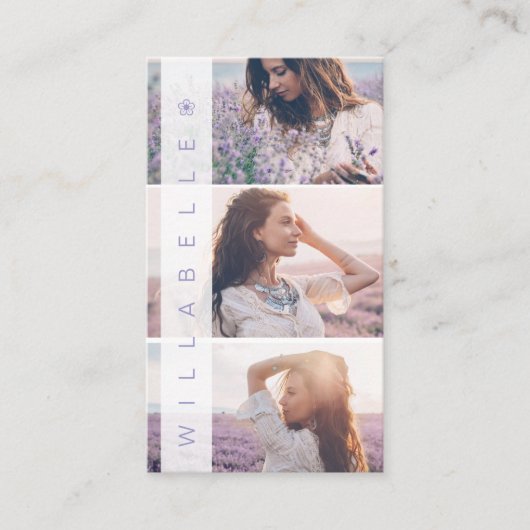 モダントレンディーフェミニン複数写真レイアウト 名刺 (正面)