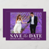 モダントレンディーフォトパープル セーブザデート (正面/裏面)