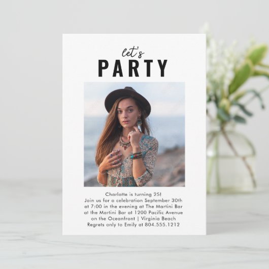 モダントレンディーフォト誕生日パーティーの招待 招待状 (スタンド正面)