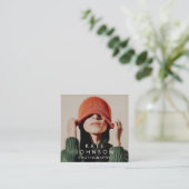 モダントレンディーフルフォトQRコードソーシャルメディア スクエア名刺 (スタンド正面)