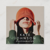 モダントレンディーフルフォトQRコードソーシャルメディア スクエア名刺 (正面)