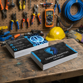 モダントレンディーブクールルー稲妻電気技師 名刺