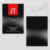 モダントレンディーブラックグレーレッドモノグラム 名刺 (正面/裏面)