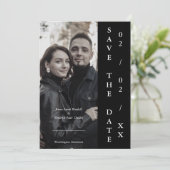 モダントレンディーブラックパーソナライズされたフォトカップル セーブザデート (スタンド正面)