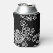 モダントレンディーブラック&ホワイトレースパターン 缶クーラー (缶裏面)