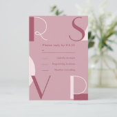 モダントレンディーブルゴーニュ結婚モノクロ 出欠カード (スタンド正面)