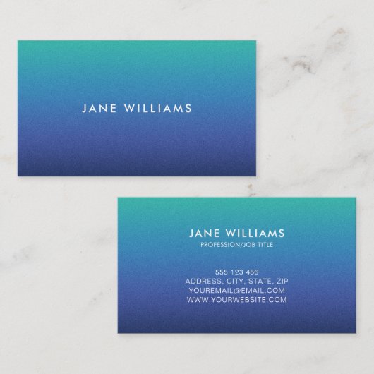 モダントレンディーブルーのグラデーションのミニマリスト 名刺 (正面/裏面)