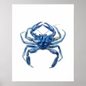 モダントレンディーブルーウォーターカラーカニサマービーチ ポスター (正面)