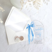 モダントレンディーブルーエレガントボウ卒業アーチ アクリル招待状