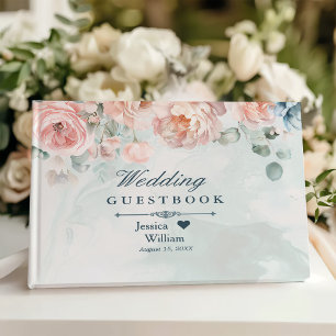 モダントレンディーブルーバラ結婚ズ ゲストブック