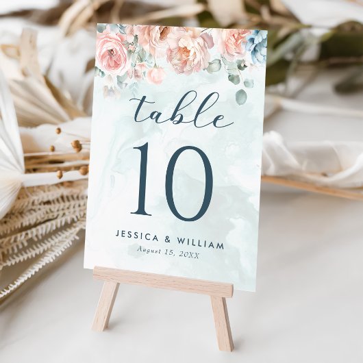 モダントレンディーブルーバラ結婚ズ テーブルナンバー