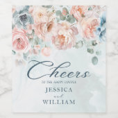 モダントレンディーブルーバラ結婚ズ ワインラベル (シングルラベル)