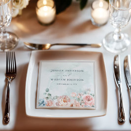 モダントレンディーブルーバラ結婚披露宴 スタンダードカクテルナプキン