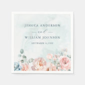 モダントレンディーブルーバラ結婚披露宴 スタンダードカクテルナプキン (正面)