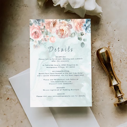 モダントレンディーブルーバラ結婚詳細 エンクロージャーカード