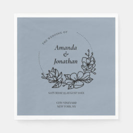 モダントレンディーブルーリーフリース結婚ズ スタンダードランチョンナプキン