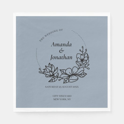 モダントレンディーブルーリーフリース結婚ズ スタンダードランチョンナプキン (正面)