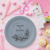 モダントレンディーブルーリーフリース結婚ズ ペーパープレート (パーティー)