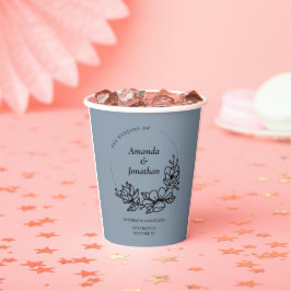 モダントレンディーブルーリーフリース結婚ズ 紙コップ