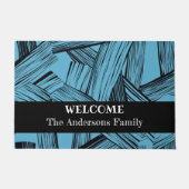 モダントレンディーブルー抽象芸術 ドアマット (正面)