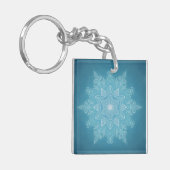 モダントレンディーブルー白とターコイズボーデザイン キーホルダー (正面左)