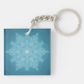 モダントレンディーブルー白とターコイズボーデザイン キーホルダー (裏面)