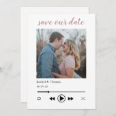 モダントレンディープレイヤーのカップルの結婚写真 セーブザデート (正面/裏面)