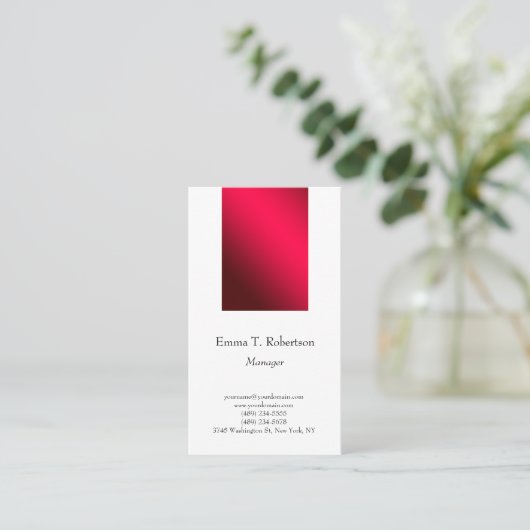 モダントレンディープレーンシンプルミニマル赤白 名刺 (スタンド正面)